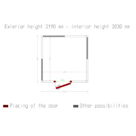 Chambre ISO 80, dim. int. 2430 x 2430 xh 2030 mm  (11,99 m)