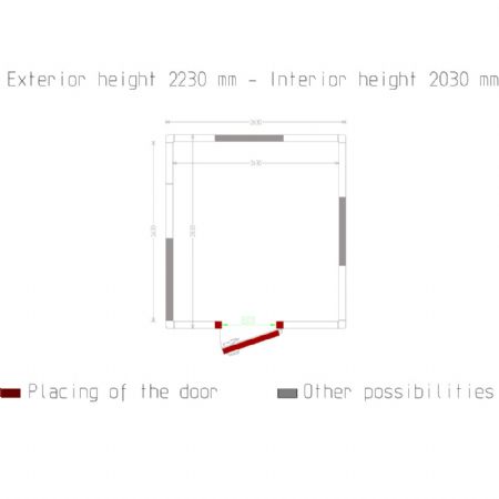 Chambre ISO 100, dim. int. 2630 x 2430 xh 2030 mm  (12,97  m)