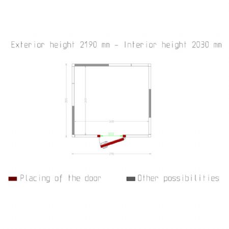 Chambre ISO 80, dim. int. 2630 x 2430 xh 2030 mm  (12,97 m)