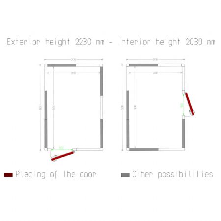 Chambre ISO 100, dim.int.2230 x 3430 xh 2230 mm  (17,06 m)