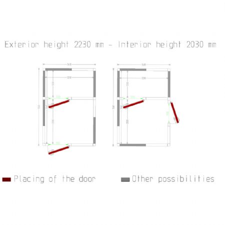 Chambre combi ISO 100, dim.int. 2230 x 2030 & 2230 x 1230 xh 2230 mm  (10,09 + 6,12 m)