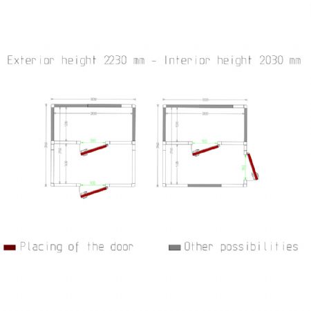 Chambre combi ISO 100, dim. int. 2830 x 1430 & 2830 x 1230 xh 2230  mm  (9,02 + 7,76 m)