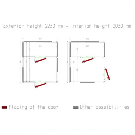 Chambre combi ISO 100, dim.int. 2830 x 2030 & 2830 x 1230 xh 2230 mm  (12,81 + 7,76 m)