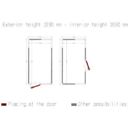 Chambre ISO 100, dim.int.2230 x 4430 xh 2230 mm  (22,03 m)