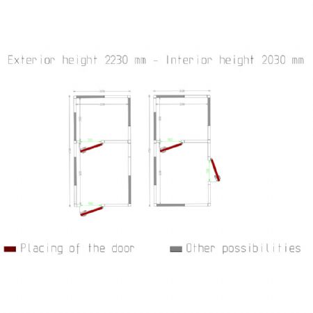 Chambre combi ISO 100, dim.int. 2230 x 2630 & 2230 x 1830 xh 2230 mm  (13,08 + 9,1m)