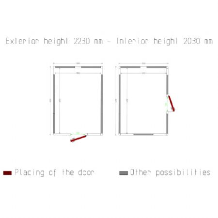 Chambre ISO 100, dim.int. 2830 x 4030 xh 2230 mm  (25,43 m)