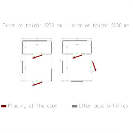 Chambre combi ISO 100, dim.int. 2830 x 2630 & 2830 x 1230 xh 2230 mm  (16,6 + 7,76 m)