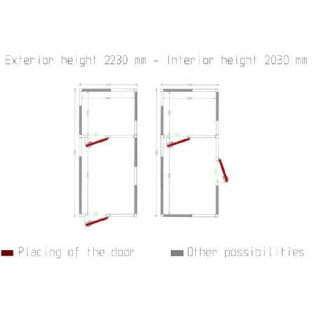 Chambre combi ISO 100, dim.int. 2230 x 3230 & 2230 x 1830 xh 2230 mm  (16,06 + 9,1 m)