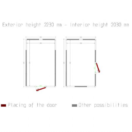 Chambre ISO 100, dim.int. 2830 x 4630 xh 2230 mm  (29,22 m)