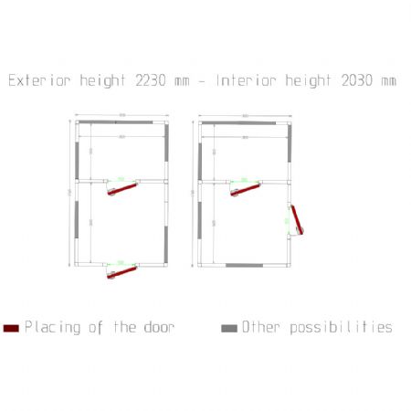 Chambre combi ISO 100, dim.int. 2830 x 2630 & 2830 x 1830 xh 2230 mm  (16,6 + 11,55 m)