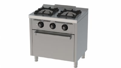 Fourneau  gaz professionnel sur four  gaz gn 1/1 avec 2 brleurs 8,5 + 6,8 kW - 800x600x880 mm