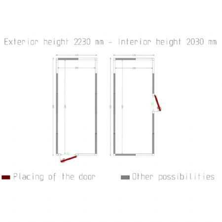 Chambre ISO 100, dim.int. 2230 x 5630 xh 2230 mm  (28 m)