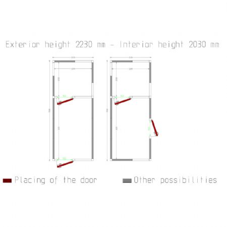 Chambre combi ISO 100, dim.int. 2230 x 3630 & 2230 x 2030 xh 2230 mm  (18,05 + 10,09 m)