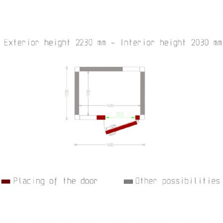 Chambre ISO 100, dim. int. 1430 x 1030 xh 2030 mm  (2,99 m)