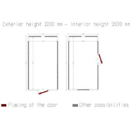 Chambre ISO 100, dim.int. 2830 x 5230 xh 2230 mm  (33,01 m)