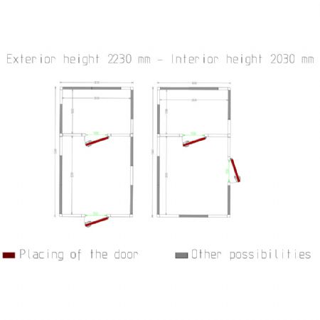 Chambre combi ISO 100, dim.int. 2830 x 3230 & 2830 x 1830 xh 2230 mm  (20,38 + 11,55 m)