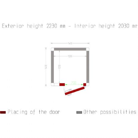 Chambre ISO 100, dim. int. 1230 x 1230 xh 2030 mm  (3,07 m)