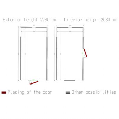 Chambre ISO 100, dim.int. 2830 x 5830 xh 2230 mm  (36,79 m)