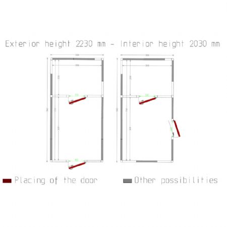 Chambre combi ISO 100, dim.int. 2830 x 3630 & 2830 x 2030 xh 2230 mm  (22,91 + 12,81 m)