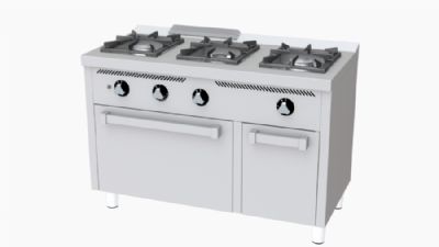 Fourneau  gaz professionnel sur four  gaz gn 1/1 avec 3 brleurs 8,5 + 2x6,8 kW - 1200x600x880 mm