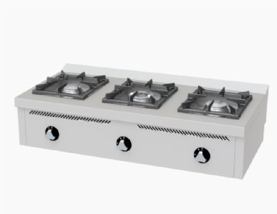 Fourneau de table  gaz professionnel avec 3 brleurs 8,5 + 2x6,8 kW - 1200x600x345 mm