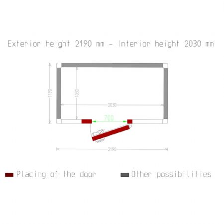 Chambre ISO 80, dim. int. 2030 x 1030 xh 2030 mm  (4,24 m)