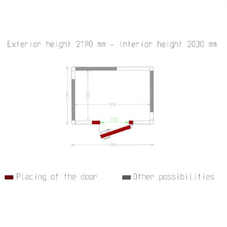 Chambre ISO 80, dim. int. 1830 x 1230 xh 2030 mm  (4,57 m)