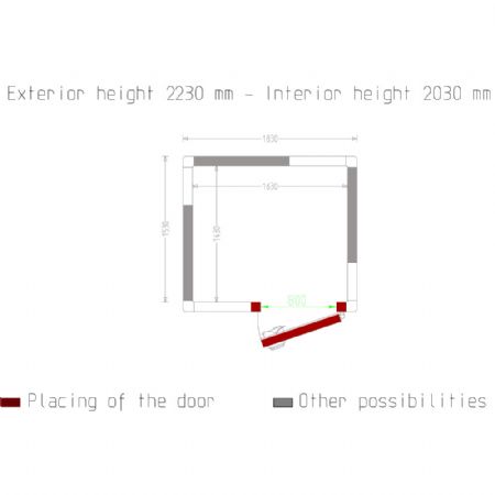 Chambre ISO 100, dim. int. 1630 x 1430 xh 2030 mm  (4,73  m)