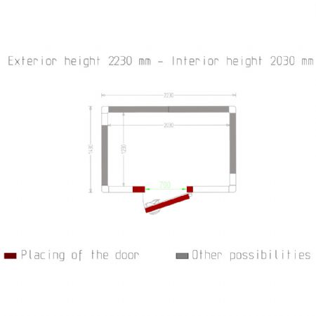 Chambre ISO 100, dim. int. 2030 x 1230 xh 2030 mm  (5,07 m)