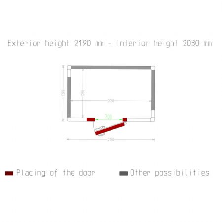 Chambre ISO 80, dim. int. 2030 x 1230 xh 2030 mm  (5,07 m)