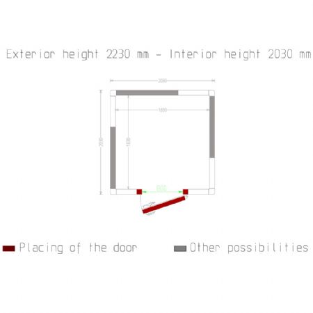 Chambre ISO 100, dim. int. 1830 x 1830 xh 2030 mm  (6,8  m)