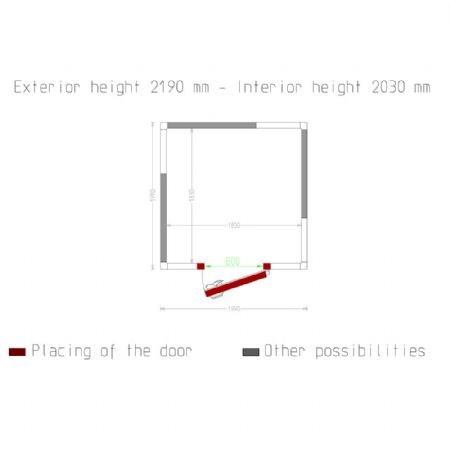 Chambre ISO 80, dim. int. 1830 x 1830 xh 2030 mm  (6,8 m)