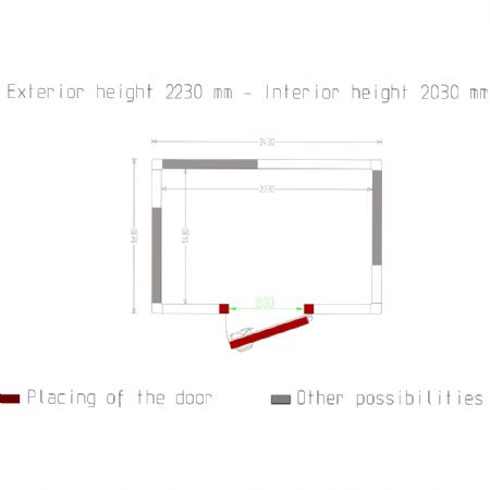 Chambre ISO 100, dim. int. 2230 x 1430 xh 2030 mm  (6,47  m)