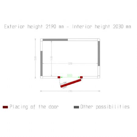 Chambre ISO 80, dim. int. 2230 x 1430 xh 2030 mm  (6,47 m)