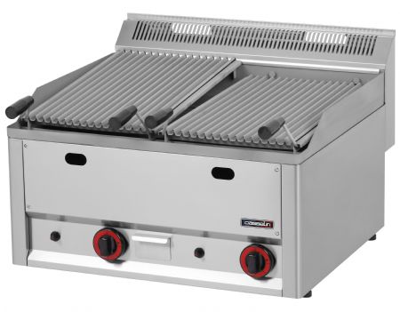 Grill inox professionnel  pierre de lave double au gaz - 658x609x436