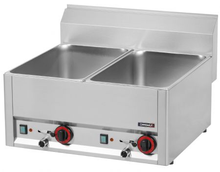 Double bain-marie GN 1/1 avec vannes de vidange - 658x609x436 mm