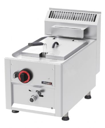 Friteuse gaz professionnelle inox  poser avec vanne de vidange 8 litres - 311x339x275 mm