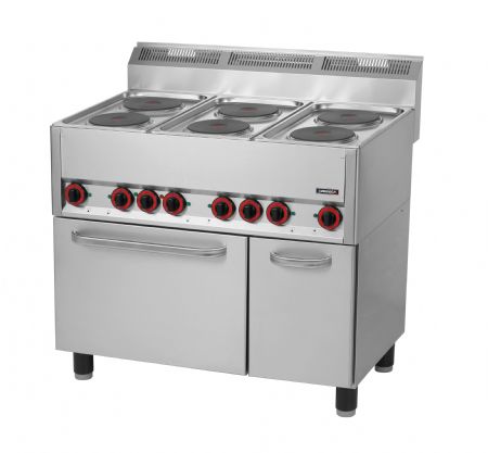 Fourneau pro 6 feux en inox lectrique avec four lectrique ventil GN 1/1