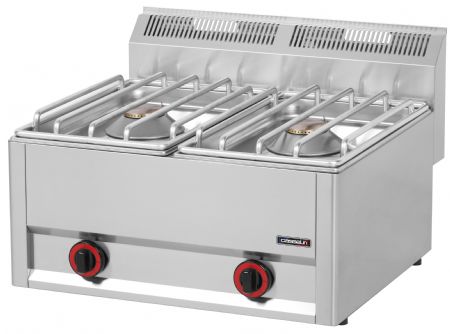 Fourneau gaz professionnel en inox  poser 2 feux - 658x609x448 mm