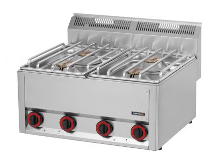 Fourneau professionnel  poser gaz inox avec 4 bruleurs - 4x 4500 W