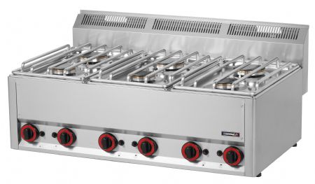 Fourneau professionnel gaz  poser avec 6 zones de cuissons - 988x609x488 mm