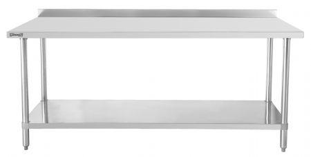 Table en inox de travail avec dosseret et 1 tagre  pieds rglables - 1000x600x950 mm