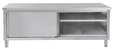 Table de travail inox avec 2 portes coulissantes et 1 tagre - 1200x600x850 mm