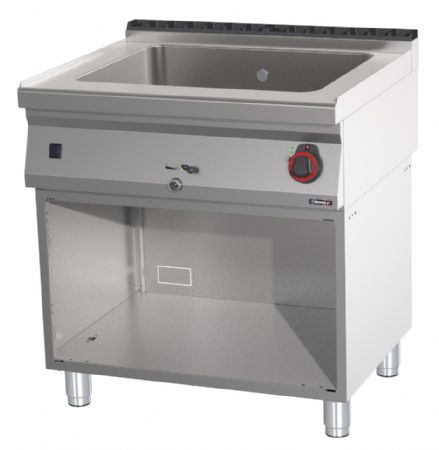 Bain-marie sur coffre en inox GN 2/1 avec vanne de vidange et soubassement - 800x700x900 mm