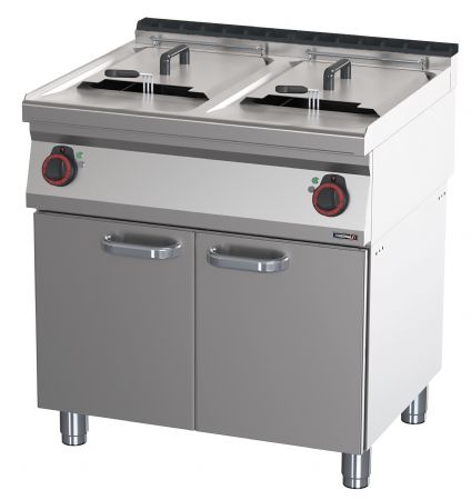 Friteuse lectrique professionnelle inox sur coffre avec soubassement 2x17 litres - 800x700x900 mm