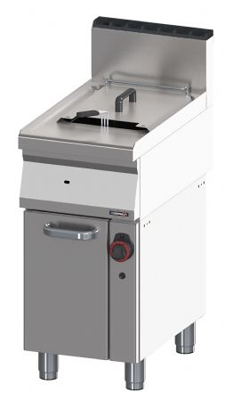 Friteuse gaz professionnelle inox sur coffre avec soubassement 15 litres - 400x700x1060 mm