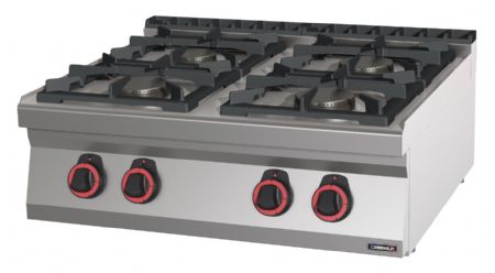 Fourneau  poser professionnel gaz en inox avec 4 brleurs en fonte - 800x700x330 mm