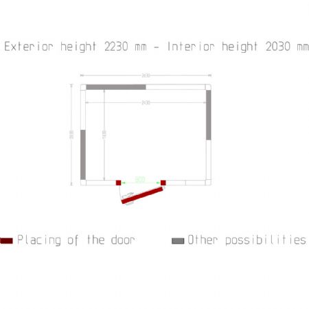 Chambre ISO 100, dim. int. 2430 x 1830 xh 2030 mm  (9,03 m)