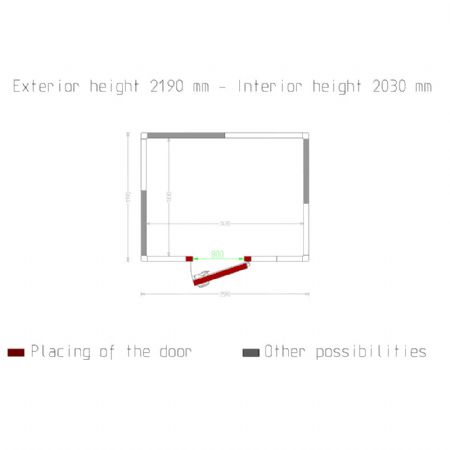 Chambre ISO 80, dim. int. 2430 x 1830 xh 2030 mm  (9,03 m)