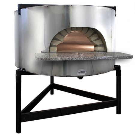 four  pizza professionnel  bois avec faade en acier inox sole diamtre 1100 mm capacit 4/5 pizzas